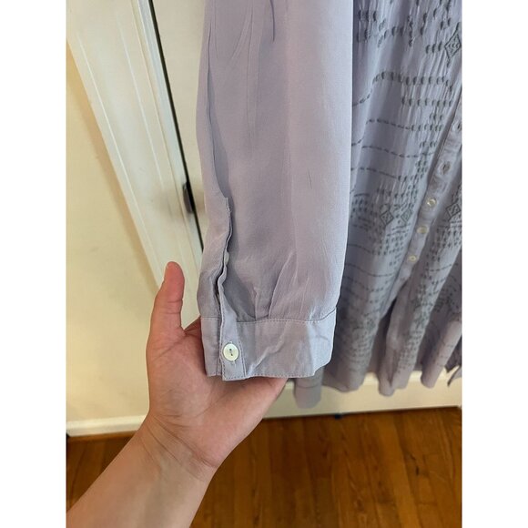 Soft Surroundings Long Sleeve Lavender Button-Down Embroidered Maxi Dress Sx 2X - Picture 5 of 7